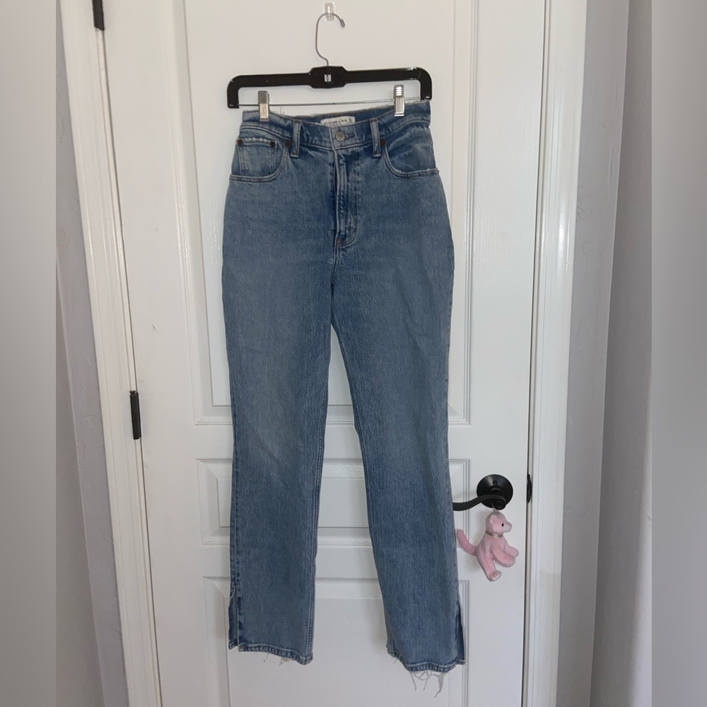 Abercrombie Curve Love Light Wash High Rise Flare Jeans